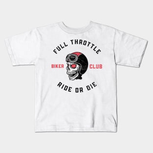 Full Throttle Biker Club: Ride or Die (Vintage Faded Look) Kids T-Shirt